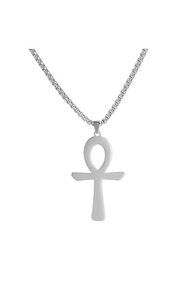 Viking Egyptian Mythology Ankh Nile Key Design Gray Stainless&Tarnish Steel Necklace