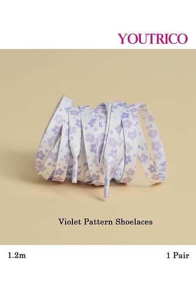 Youtrico 1 Pair Tiny Floral Pattern Shoelaces - 120cm Polyester Laces