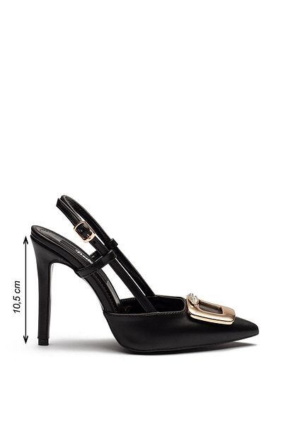 Dedos Women's High Heeled Stylish Buckle Patent Leather Evening Dress Shoes Black 6305
