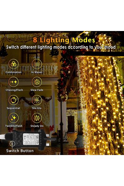 Yuwell YU WELL LED String Lights 10m Warm White 100LEDs, IP44 Waterproof Pure Copper Wire, 8 Modes