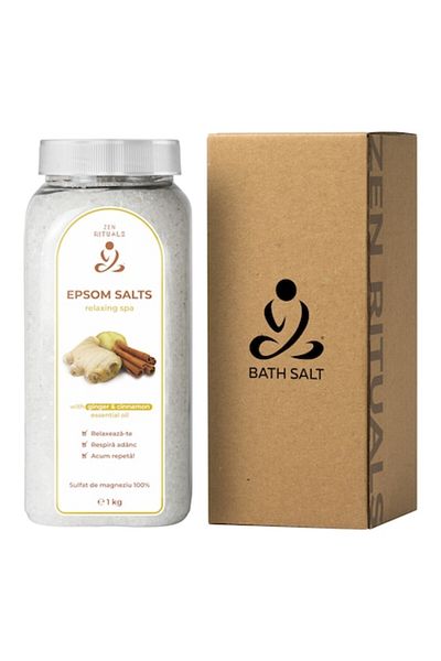 OEM Sare de baie Epsom cu ulei esențial de scorțișoară și ghimbir, sare de baie Zen, 1 kg