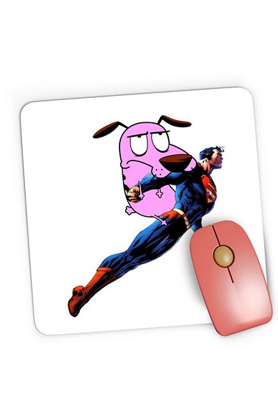 OEM Mousepad Gaming Superman Courage Coward Dog Scary Fly, 21x19 см