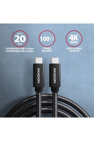 Axagon Data and charging USB 2.0 cable, 1.5 m | BUCM32-CM15AB | USB-C to USB-C