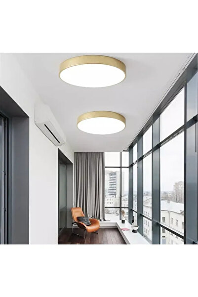 luxshome Mat Gold Sarı Tavana Sıfır Salon Mutfak Banyo Led Panel Avize Tavana Sıfır 6500k Buz Beyazı Işık