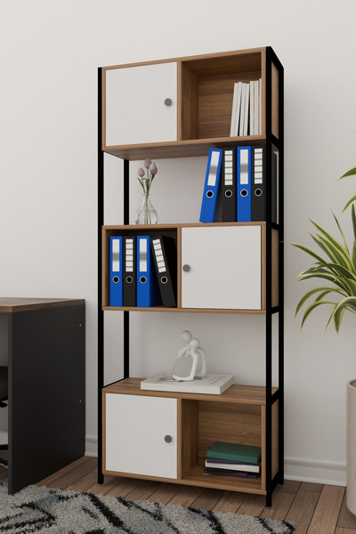 Remaks SEGARA 5 RAFLI Kitaplık Kapaklı Kitaplık Kütüphane Hareketli Raflı Dek...