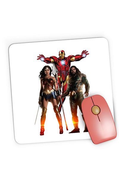 OEM Mousepad Gaming Aquaman Wonder Woman Ironman Protect Sea, 21x19 см