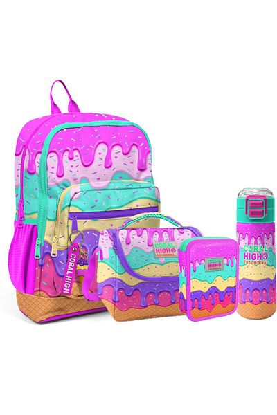 Coral High Kids 4-Piece School Bag Set (New)