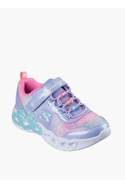 SKECHERS Girls' INFINITE HEART LIGHTS Sports Shoes with Hook and Loop Closure -303261L-LVMT