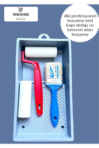 OSKAR FIRÇA 4-Piece Professional Painter Seet Door Cabinet and Similar Area Painting Brush Plastic Roller Replacement Roller Head