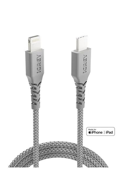 i grey iGrey 3-Pack 1m iPhone to USB-C Cable, MFi Certified, Made in Saudi Arabia, Fast Charging and Data, for iPhone 11–14.