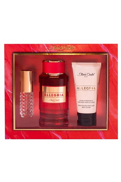 Diane Castel Gift set of 3 Allegria products, eau de parfum + body lotion + mini perfume