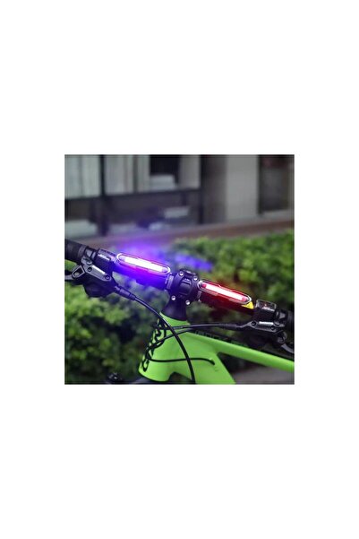 Bike And Art Mavi-Kırmızı Çakarlı USB Şarjlı 100 Lümen Bisiklet Stop Lambası
