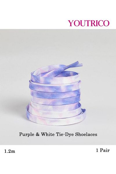 Youtrico 1 Pair Ombre Tie-Dye Flat Shoelaces - 120cm Polyester Laces