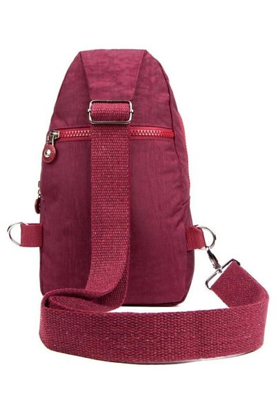 Newish Geantă de damă Crinkle Fabric Bodybag Crossbody pentru piept și umăr - Roșu Claret