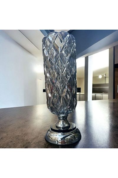 Peramari Decorative Crystal Glass Vase Chrome Plated Silver
