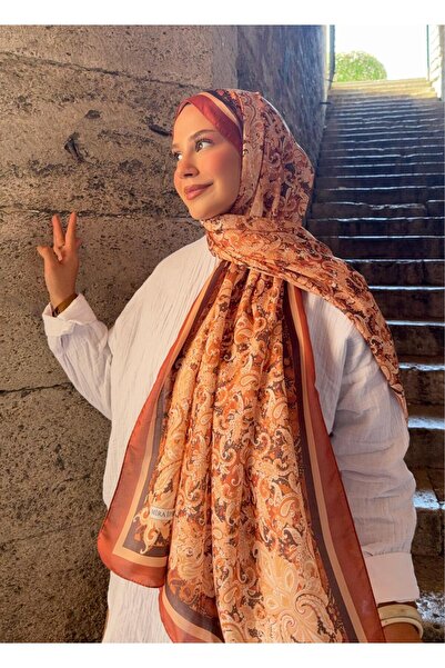 Ahsenhijab Retro Desen Pamuk Soft Şal Romantik Seri