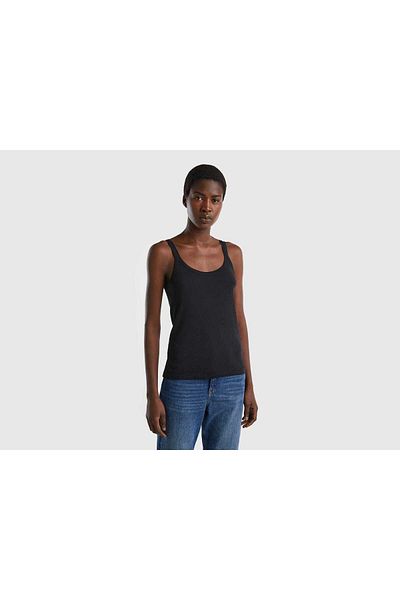 United Colors of Benetton Women's Sleeveless Long Fiber Cotton Shirt