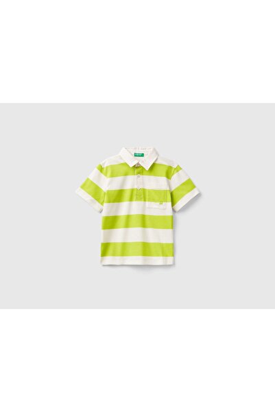United Colors of Benetton تي شيرت بولو مخطط للأطفال مع تطريز الشعار