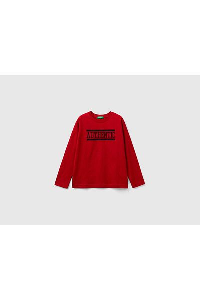United Colors of Benetton Kids' Long Sleeve T-Shirt with Logo Print