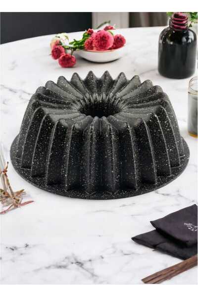 KIZILELMADA قالب كيك أسود عميق وواسع مطلي بالجرانيت - 26 × 9 سم سطح مقاوم للح...