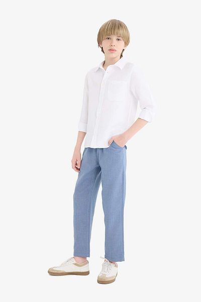 DeFacto Boy's Polo Neck Oxford Long Sleeve Shirt T8854A625Au