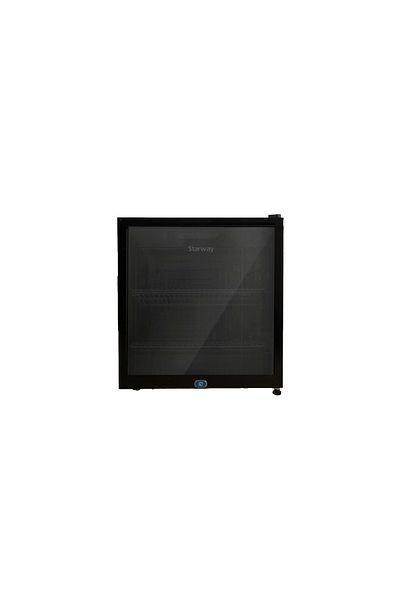 starway 50 Lt 1.7 Cu Ft Glass Display Mini Bar Refrigerator, Black, Noiseless, High Quality Compressor, Lock