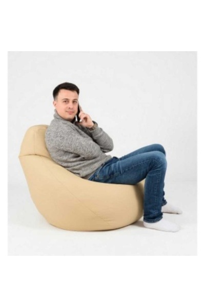 Pufrelax Fotoliu Nirvana Hobbit, Material Piele Ecologică - Nude