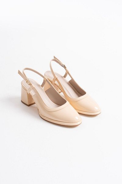 MarjinalTrendim Taila Light Yellow Patent Leather Women's Heeled Shoes