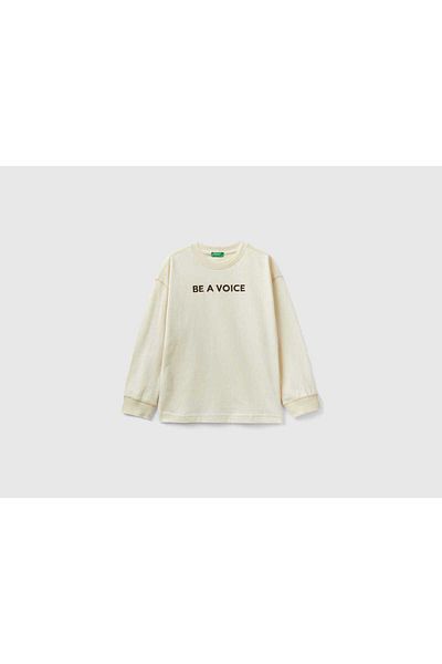 United Colors of Benetton Kids' Long Sleeve T-Shirt with Logo Print