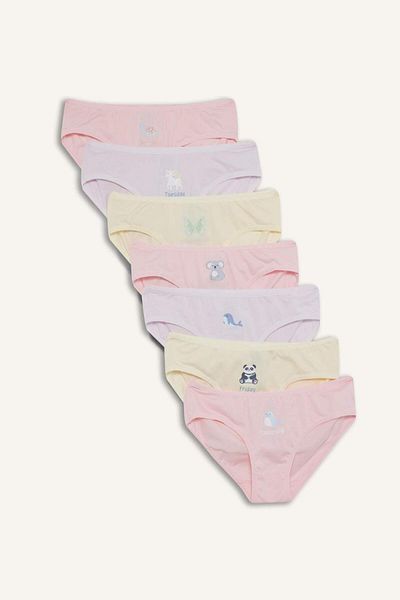 DeFacto Girl's Animal Patterned 7-Piece Slip Panties F8588A825Hs