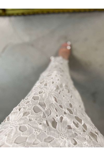 missswans Φόρεμα με δαντέλα με μπαλόνι Kassandra Full Lycra Λευκό