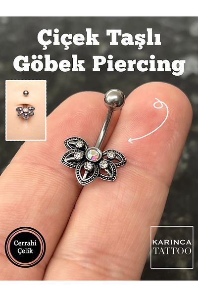 Karınca Piercing Flower Stone Belly Piercing