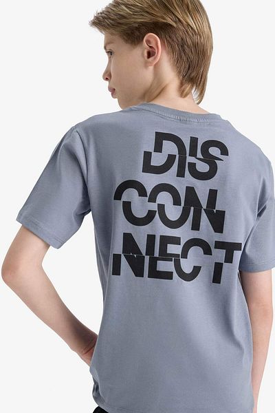 DeFacto Boy's Crew Neck Back Printed Short Sleeve T-Shirt F3769A825Au