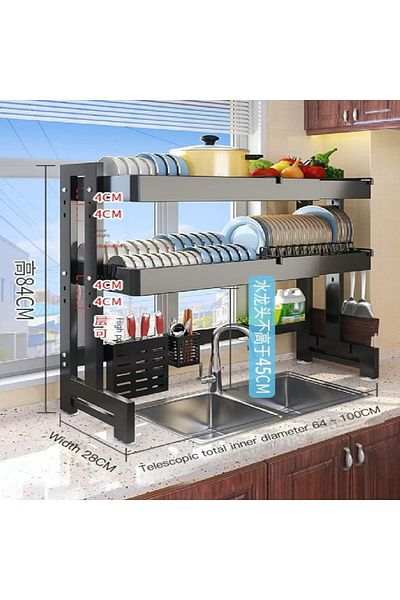 Hexar ® 64 – 100 CM Length Adjustable Over The Sink Dish Rack