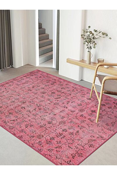 rugseason Vitage pempe çiçekli eskitme model dokuma taban kilim