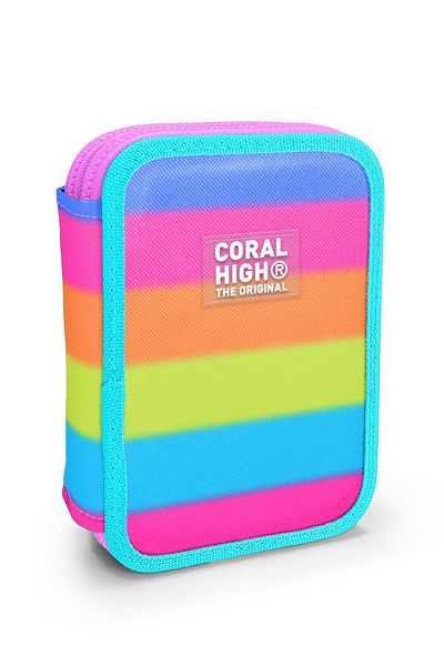Coral High Patterned Double Layer Pen Bag