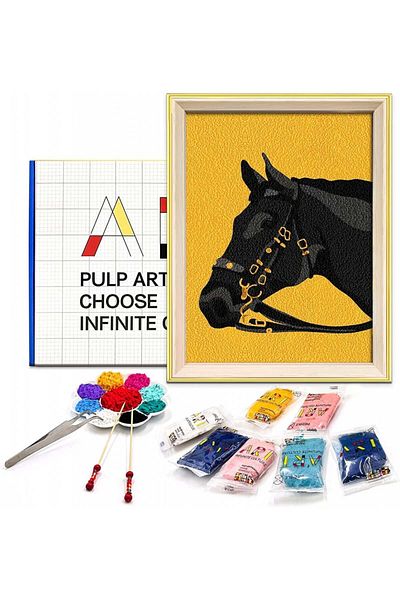 Bougimal children's craft set, horse model, wood/paper, multicolor, 20 x 30 cm