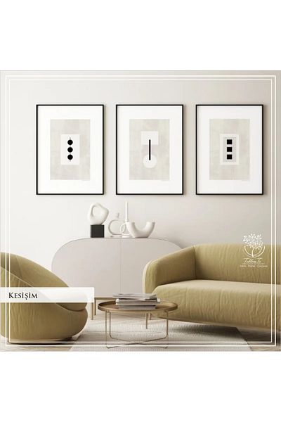 Tablomtr Masă decorativă din 3 piese cu cadru metalic imprimat digital și sticlă - Intersecție