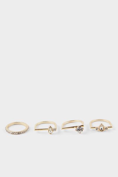 DeFacto Women's 4 Stone Gold Ring F6227Axns