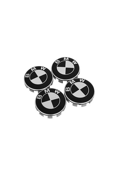 BMW Set 4 capace centrale de roată, 68mm, alb-negru