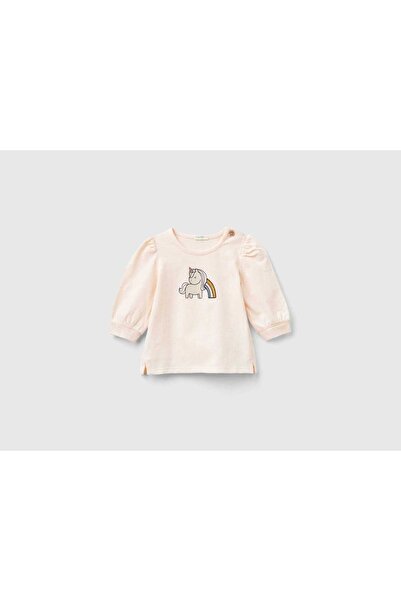 United Colors of Benetton Infants' Long Sleeve T-Shirt with Print and Snap Bu...