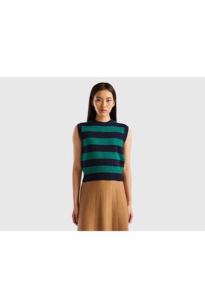United Colors of Benetton Women's Striped Wool Sweater