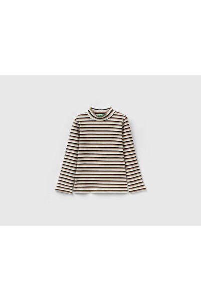 United Colors of Benetton Kids' Striped T-Shirt with High Neck
