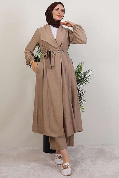 GİYZAMİLA Aria Pants Double Suit Mink