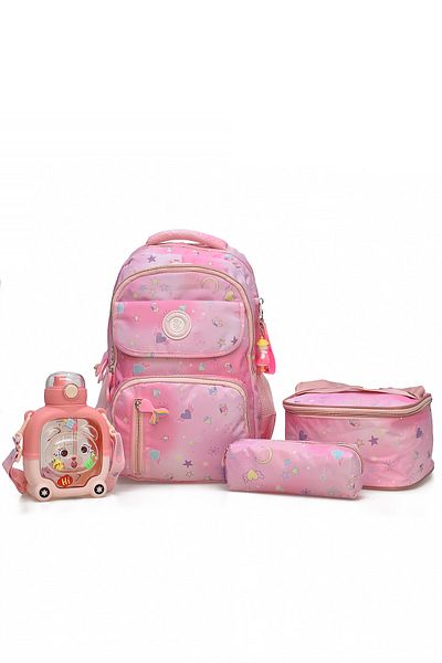 ELATAE Set of 4 Primary School Bags School Bag & Thermal Lunch Bag & Pen Holder & Water Bottle 1390