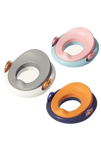 Little Mom Little Mom White children's toilet seat reducer, removable, ergonomic design with comfortable handles and ring