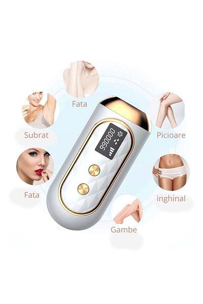 WowStep IPL epilator, permanent hair removal, 999,999 pulses, IPL, 5 levels, face, body and groin, White