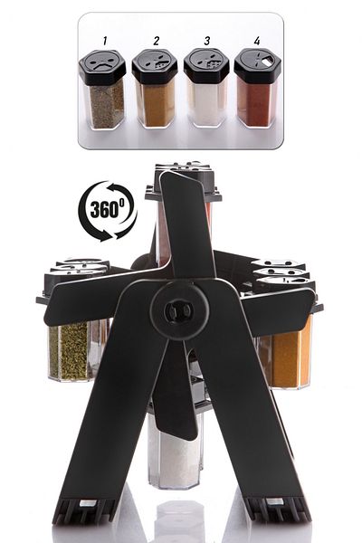 Nandy Home Set of 12 Spice Jars with 30 Labels as Gifts – 360 °   Rotary Stand, Wall Hanging Bracket