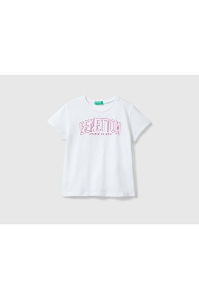 United Colors of Benetton تي شيرت قطني 100% بشعار للأطفال