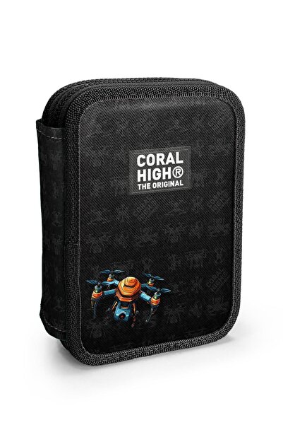 Coral High Patterned Double Layer Pen Bag